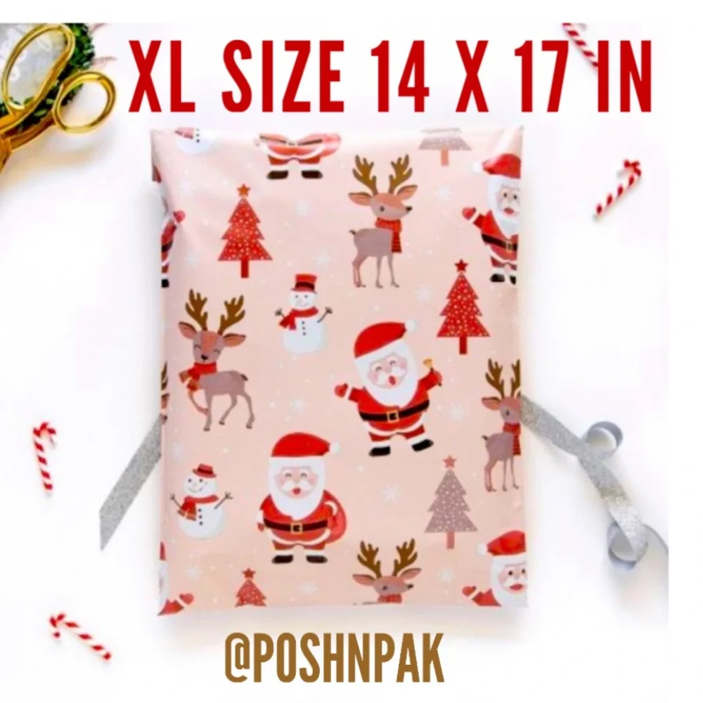 LAST SET!🎅🏼10 XL size Santa & Reindeer Poly Mailers 14 x 17 inch - Picture 1 of 3